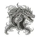 double dragon with flames tattoo design idea