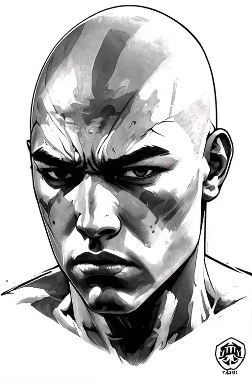 saitama serious face tattoo design idea