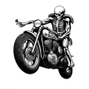 Tattoo in country style. skeleton riding on a sport motorcycle. Snakes and text Born to be wild tattoo design idea