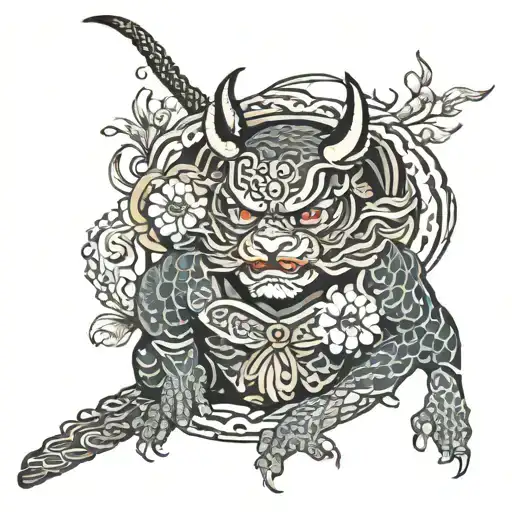 japaneese saint animal tattoo design idea