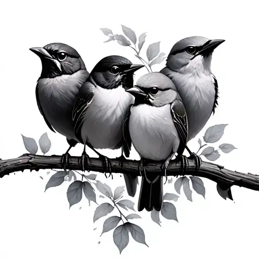 4 small birds tattoo design idea