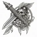 marines commando dagger combined with crescent moon and dreamcatcher tattoo design idea