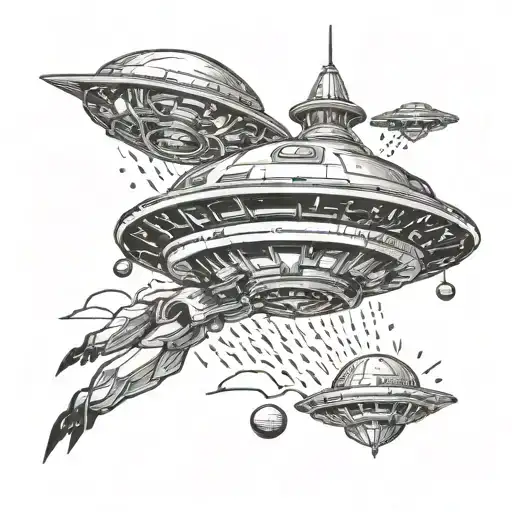 ufo abducting tattoo design idea
