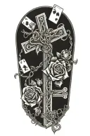 Western,Playing Cards, Roses,Barbed wire,Cross tattoo design idea