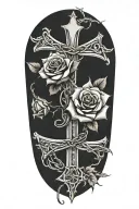 Western,Playing Cards, Roses,Barbed wire,Cross tattoo design idea