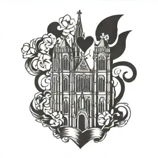 Kölner Dom and Heart (half open) tattoo design idea