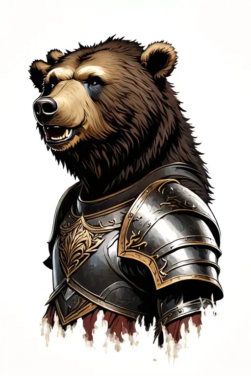 viking armor with grizzly bear head shapped like tattoo design idea