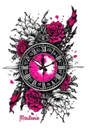 "Mélanie" clock core pink tattoo design idea