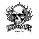 "TEAMSTER LOCAL 745" Flaming Skull tattoo design idea