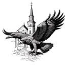 Falcon and a Church incorporated tattoo design idea