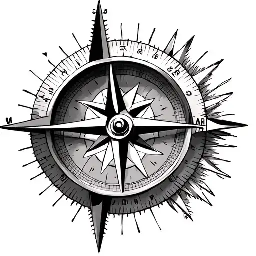 compass with only south direction tattoo design idea