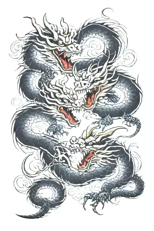 demon and dragon fighting each other tattoo design idea
