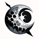 broken moon tattoo design idea