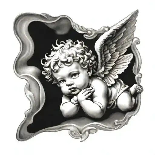 small cherub angel tattoo design idea