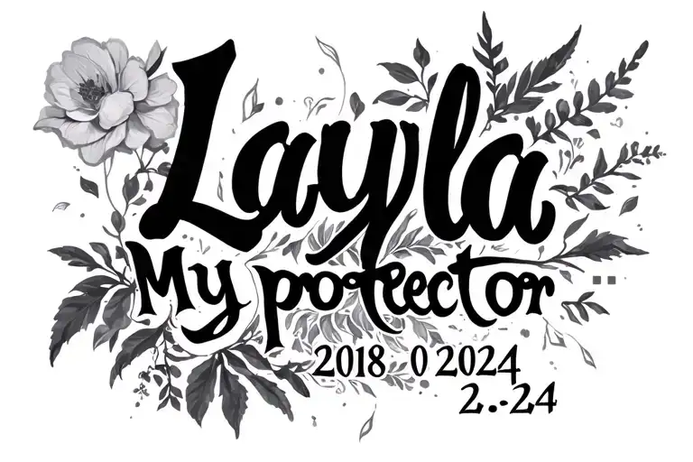 "Layla My protector 2018-2024" Layla tattoo design idea