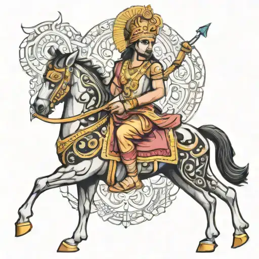  man who is willing to explore and live while never giving up on his dream and has the awareness of Arjuna in mahabharat tattoo design idea