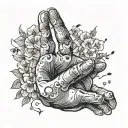 Satoru Gojo domain expansion hand sign with forget-me-not flowers around it tattoo design idea