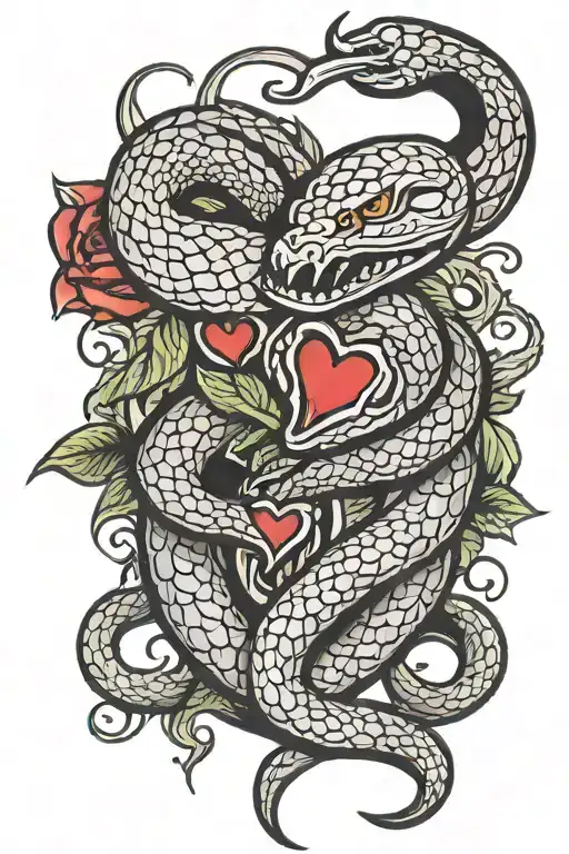 cobra protecting a broken heart tattoo design idea
