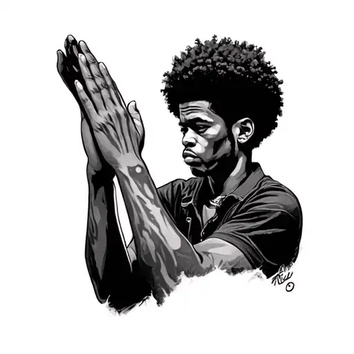 Huey freeman praying sideways tattoo design idea