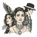 I want a tattoo that incorporating  Matt rife Dua lipa and Michael  Jackson it  can't  be there faces  tattoo design idea