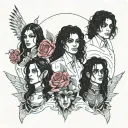 I want a tattoo that incorporating  Matt rife Dua lipa and Michael  Jackson it  can't  be there faces  tattoo design idea