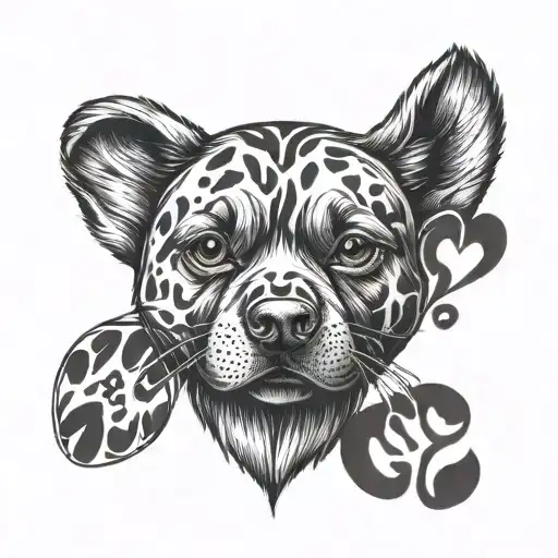 The name “ace” with a paw print but the paw is heart shaped tattoo design idea