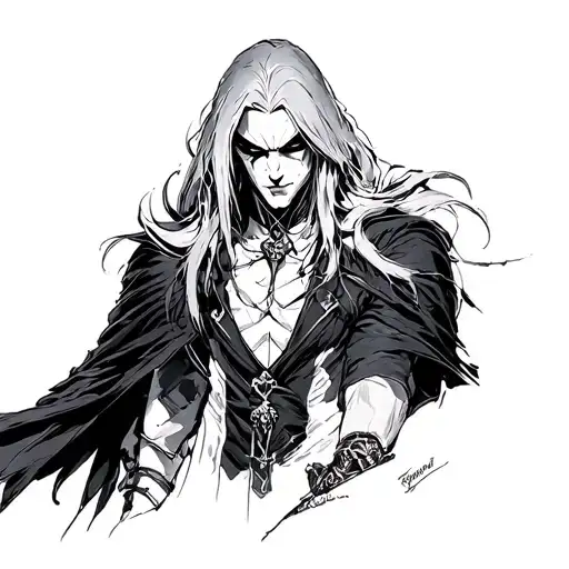 tatu sketch Alucard from anime Helsing tattoo design idea