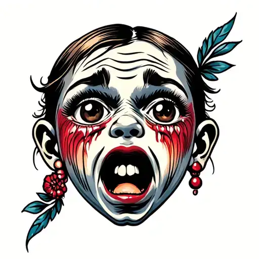 traditional crybaby just a crying head tattoo design idea