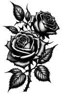 two roses intertwined with thorns piercing the skin tattoo design idea