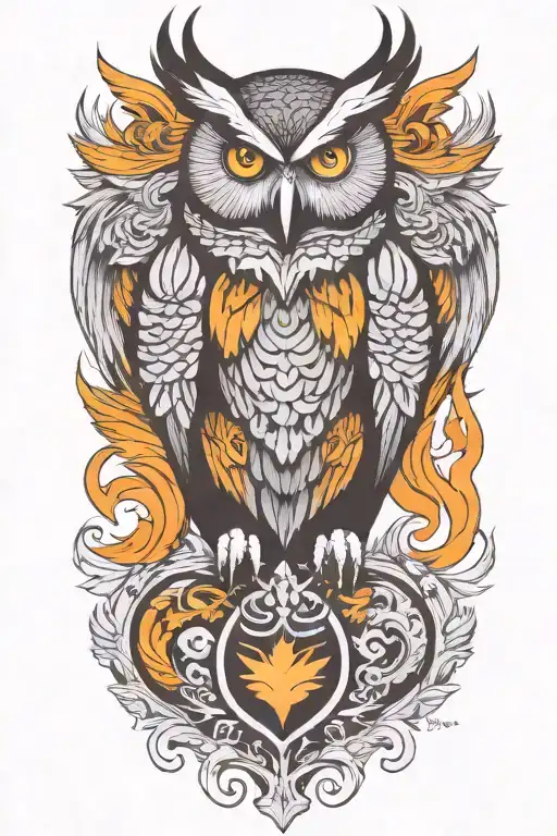 owl and phoenix tattoo design idea