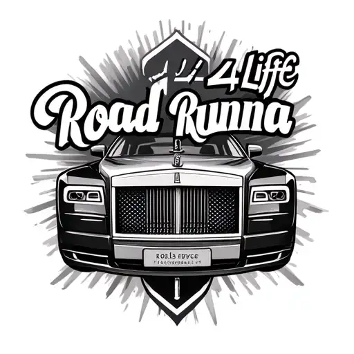 "Road Runna 4 Life" rolls Royce logo tattoo design idea