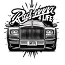 "Road Runna 4 Life" rolls Royce logo tattoo design idea