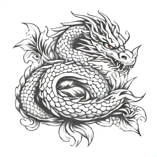breast cancer ribbon turning into dragon boat  tattoo design idea