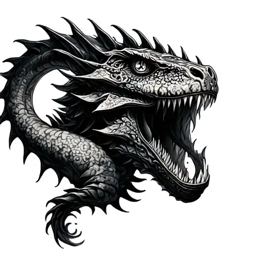 Sextant and sea monster tattoo design idea