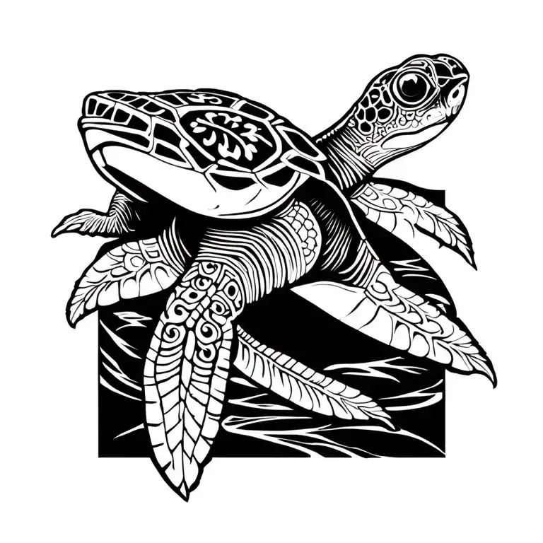 polynesian turtle tattoo design idea
