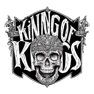 "king of kings" words on a banner with a skull tattoo design idea