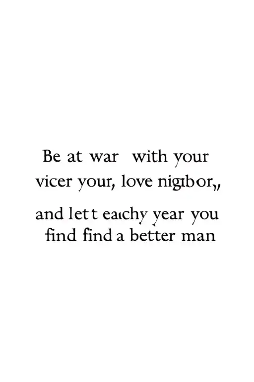 be at war with your vices, love your neighbor, and let each year find you a better man tattoo design idea