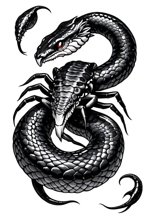 scorpion and snake  tattoo design idea