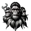 Tulip, 3 wise monkeys and a spanner tattoo design idea