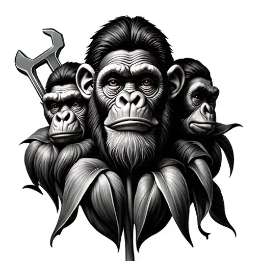 Tulip, 3 wise monkeys and a spanner tattoo design idea