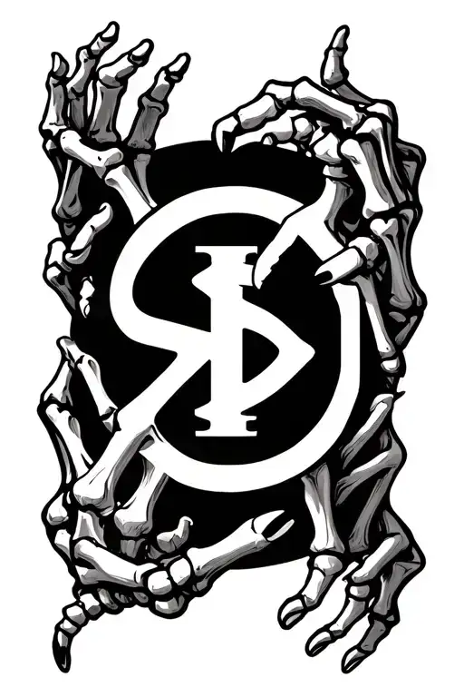 skeleton hands making a SD logo tattoo design idea