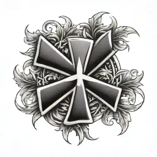 laurel wreath with iron cross tattoo design idea