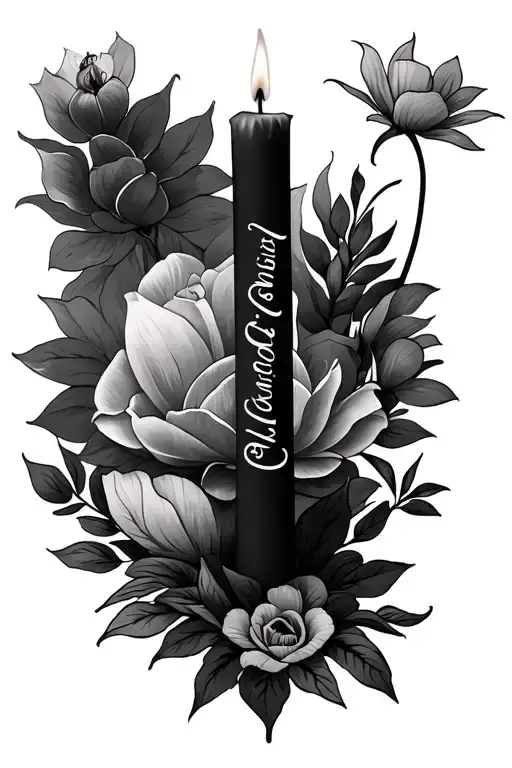 nana and grandma names on each side of a tall candle  tattoo design idea