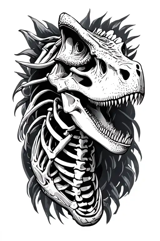 dinosaur skeleton tattoo design idea