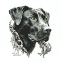 black lab face inside tattoo design idea