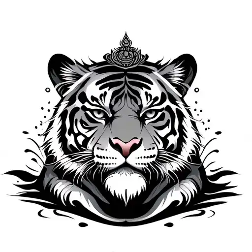Tiger and Monk meditation tattoo tattoo design idea