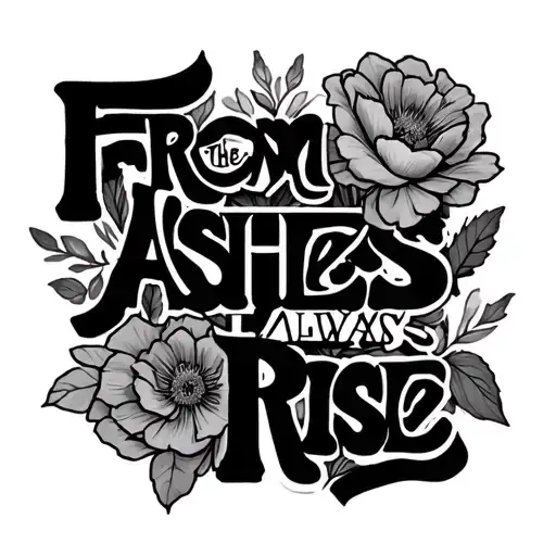 "From the ashes I always rise" flowers intertwined tattoo design idea