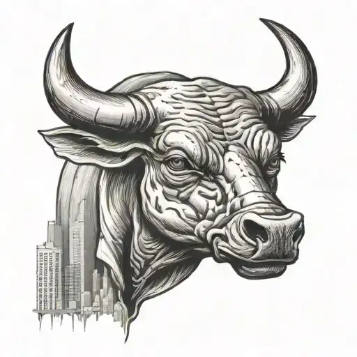 wall street Trading chart bull vs bear tattoo design idea