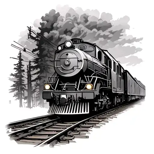 locomotive train tracks tattoo design idea