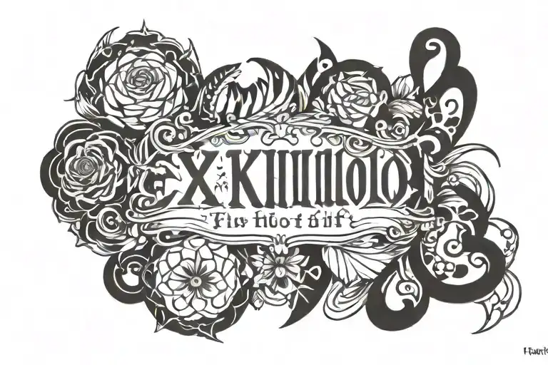 text saying ex nihilo nihil fit bikini clear simmetric tattoo design idea